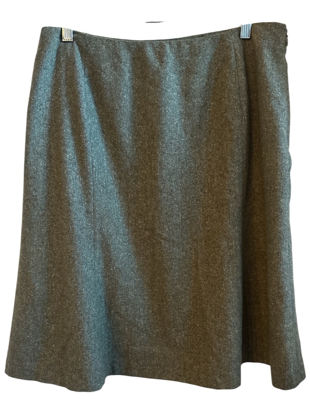 Vtg Casual Corner Green Tweed A Line Skirt Sz 14 Wool Blend Academic 90s Office